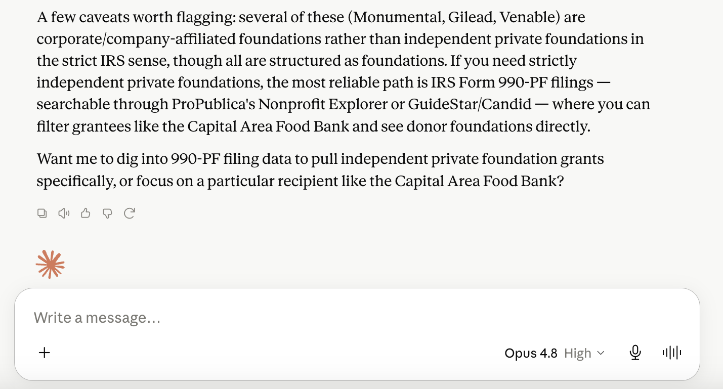Insights article - Claude foundation prospects - search results caveats