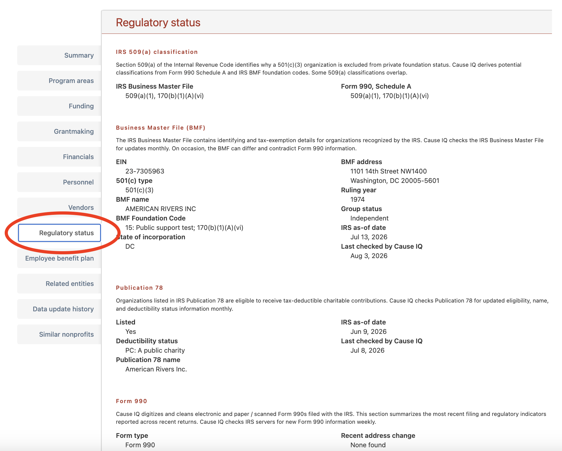 Product Update - Regulatory status tab